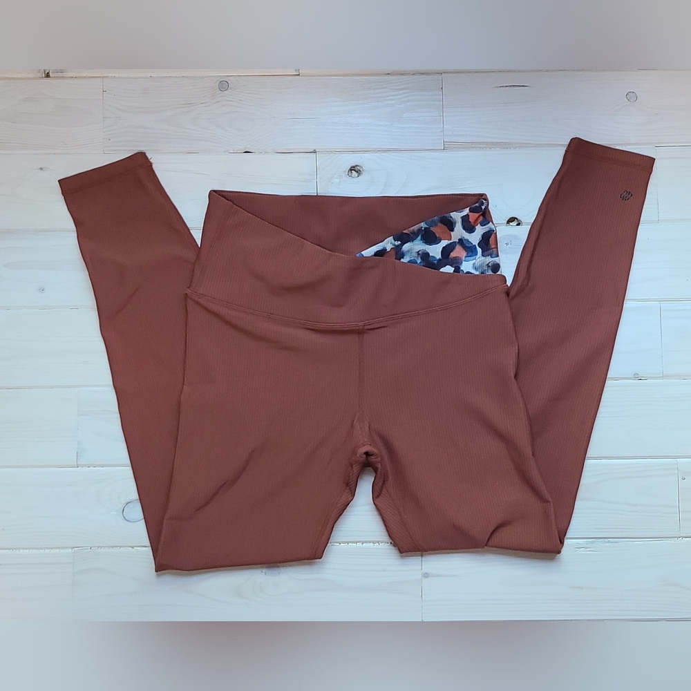 INC International Concepts Rust Leggings with Patterned Waistband